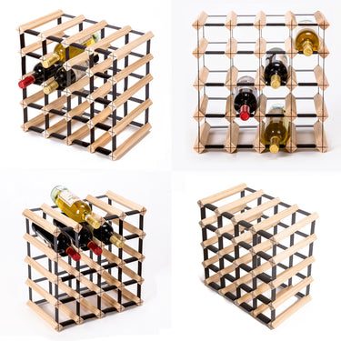 Emperio 20 Bottle Steel & Pine Wood Wine Rack